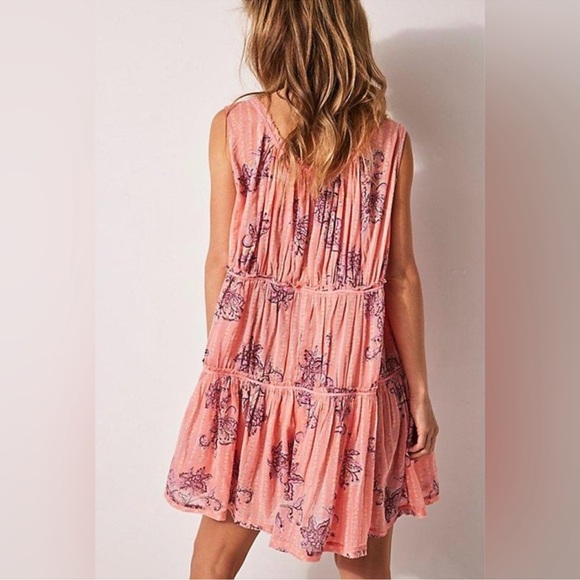 Free People Coral Floral Mini Dress - Picture 2 of 7